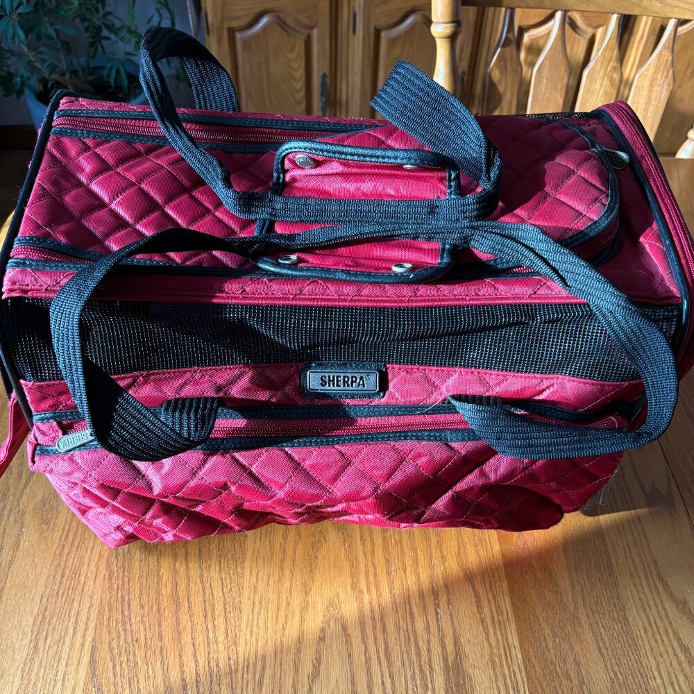 Sherpa Ultimate On Wheels Soft-Sided Pet Carrier – Medium (Red with Black Trim)